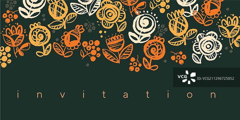 可爱的60年代复古抽象花卉设计图片素材