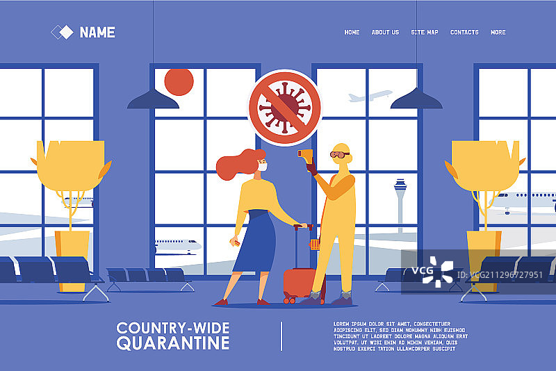 机场健康控制服务banner概念图片素材