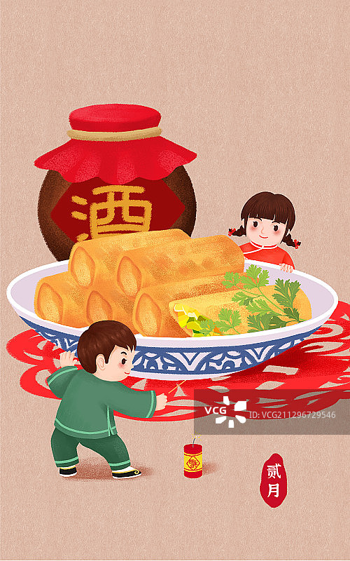 中式春节传统美食之春卷图片素材