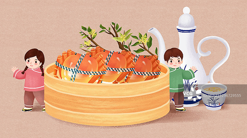 中式传统美食之清蒸大闸蟹图片素材