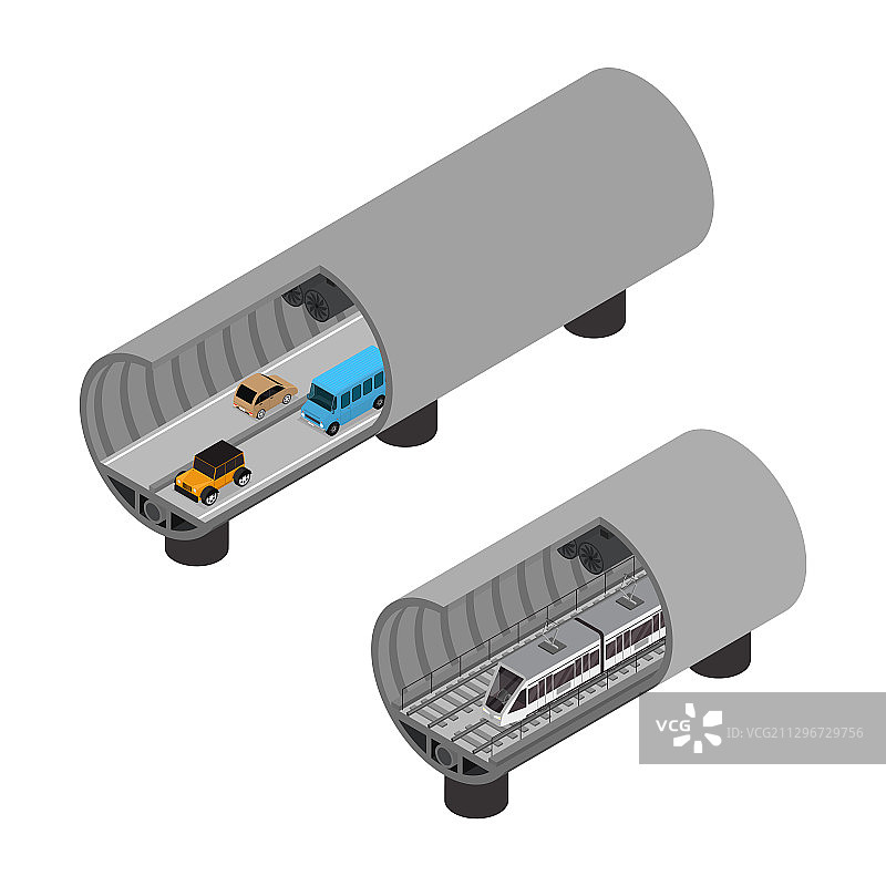 2.5D地铁隧道概念图图片素材