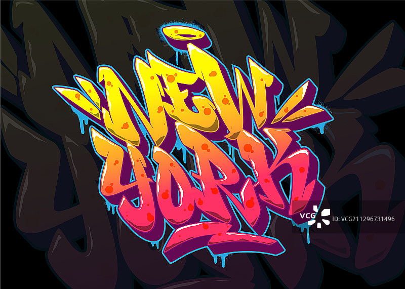 老派涂鸦风格的纽约字体图片素材