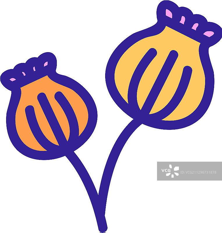 罂粟花植物轮廓图标图片素材