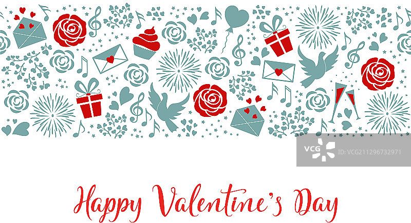 手绘情人节无缝图案图片素材