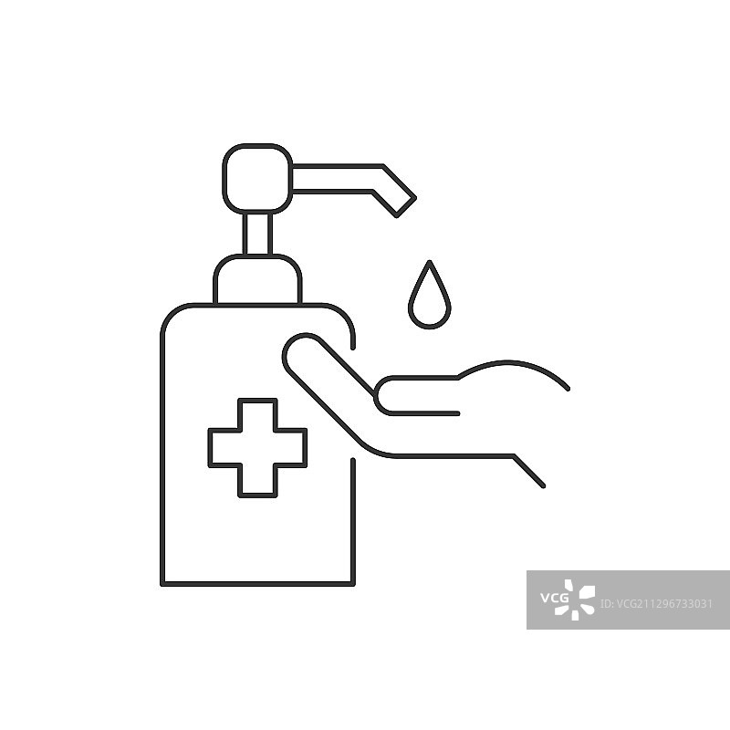 白色背景上的免洗洗手液线条图标图片素材