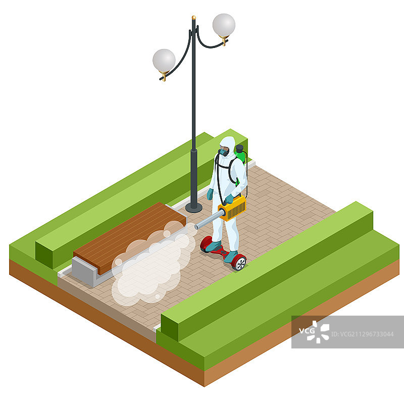 2.5D穿白色西装的男人消毒图片素材