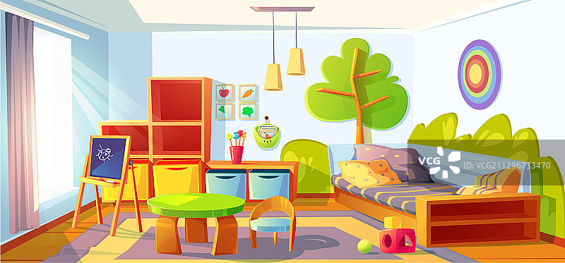 儿童卧室：空房间内景图片素材