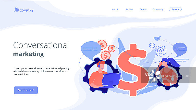 对话式销售概念着陆页图片素材