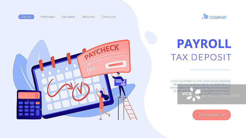 工资单概念着陆页图片素材
