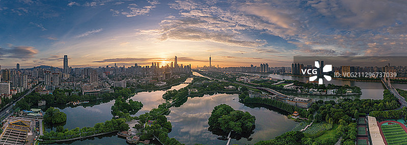 广州东山湖日出全景图片素材