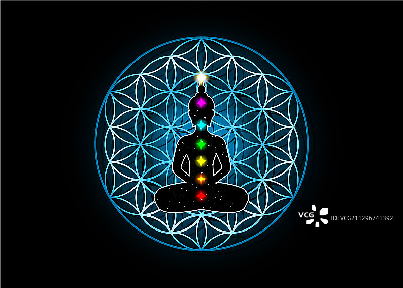 神圣几何生命之花与七脉轮图片素材