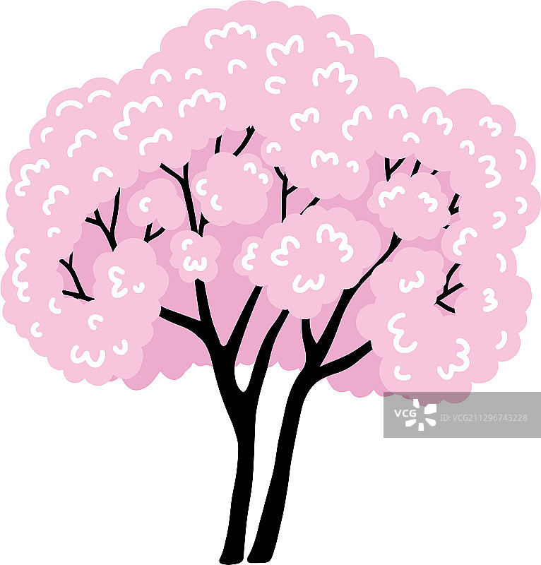 盛开的樱花简约卡通图片素材