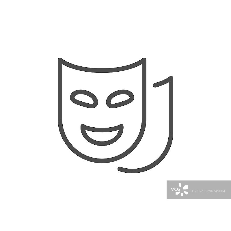 戏剧面具线条轮廓图标图片素材
