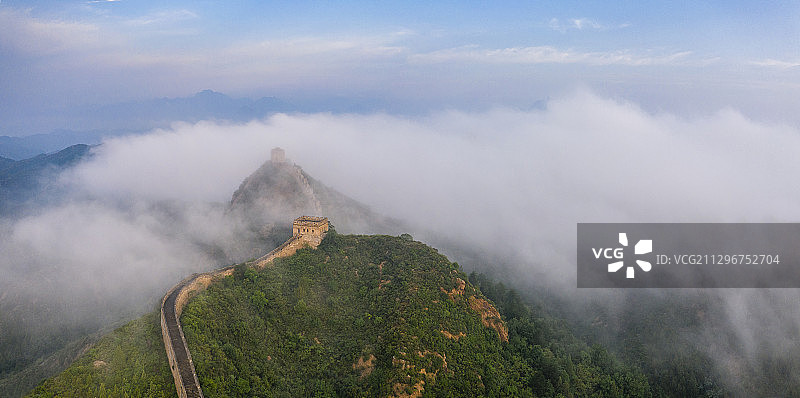 金山岭长城云海航拍图片素材