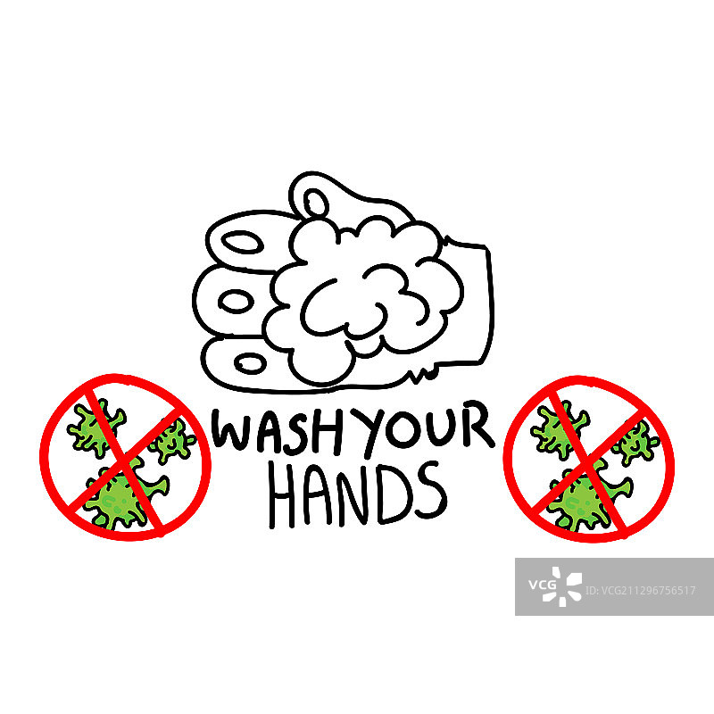 新冠病毒COVID-19教育宣传：勤洗手图片素材