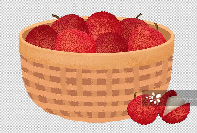 放在篮子里的荔枝图片素材