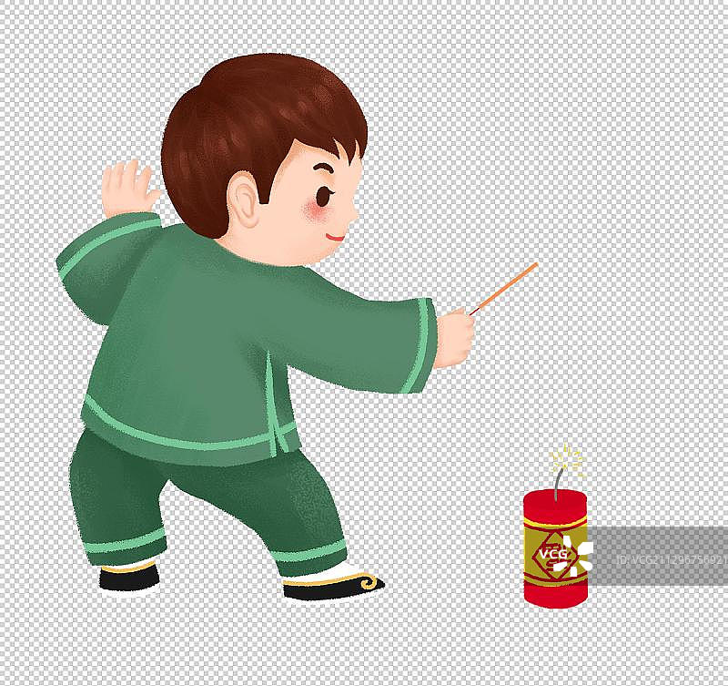 点爆竹的男孩图片素材