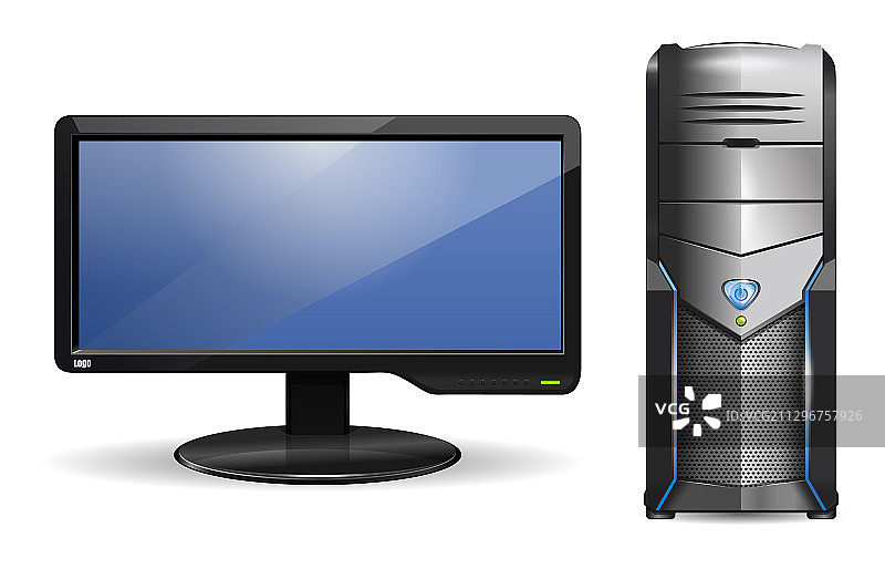 计算机系统单元和平面LCD显示器图片素材