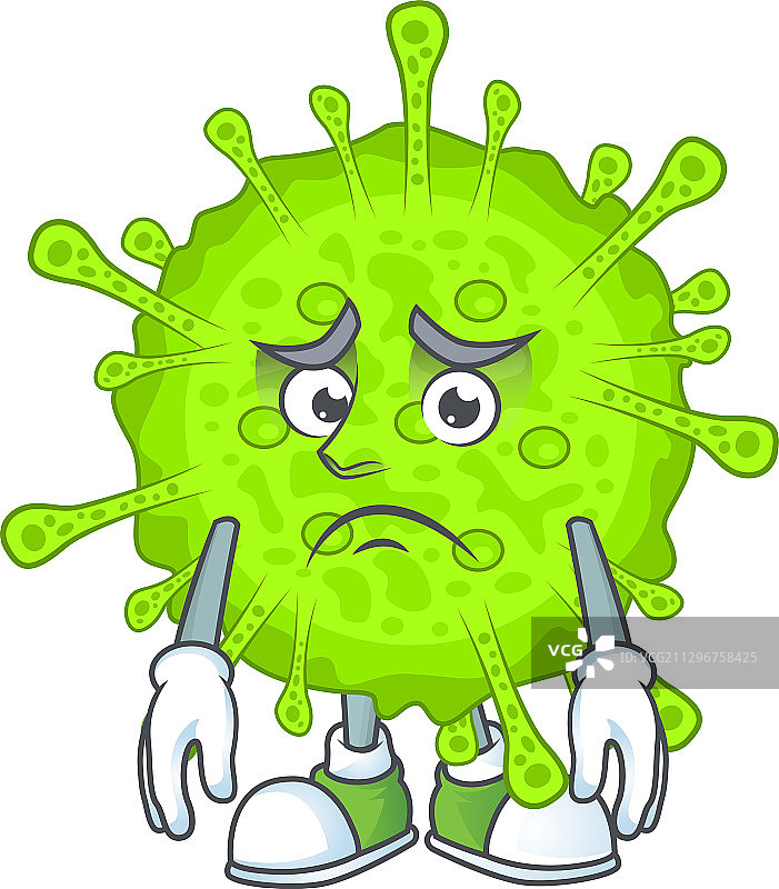 带有担忧表情的冠状病毒亚科吉祥物图片素材