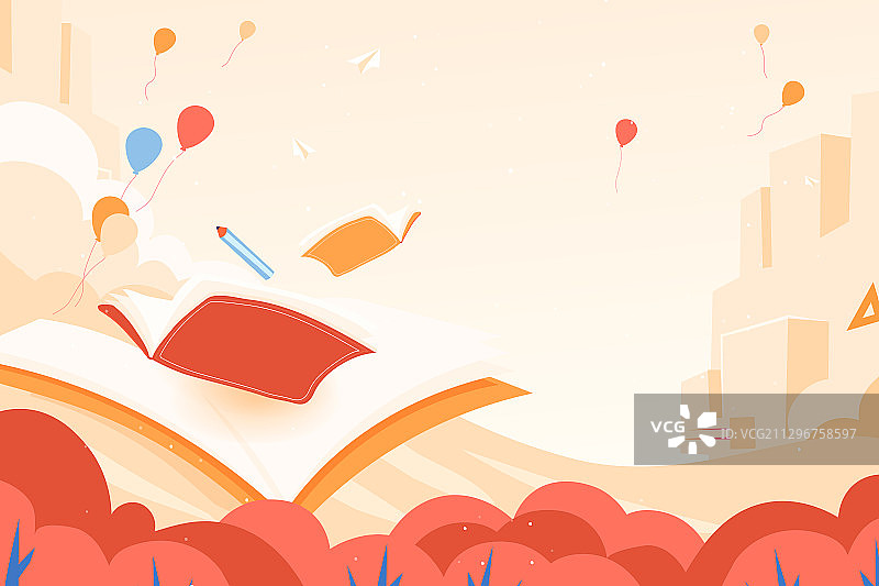 卡通学生开学新学期上学读书教育学习教师节儿童早教秋季矢量插画图片素材