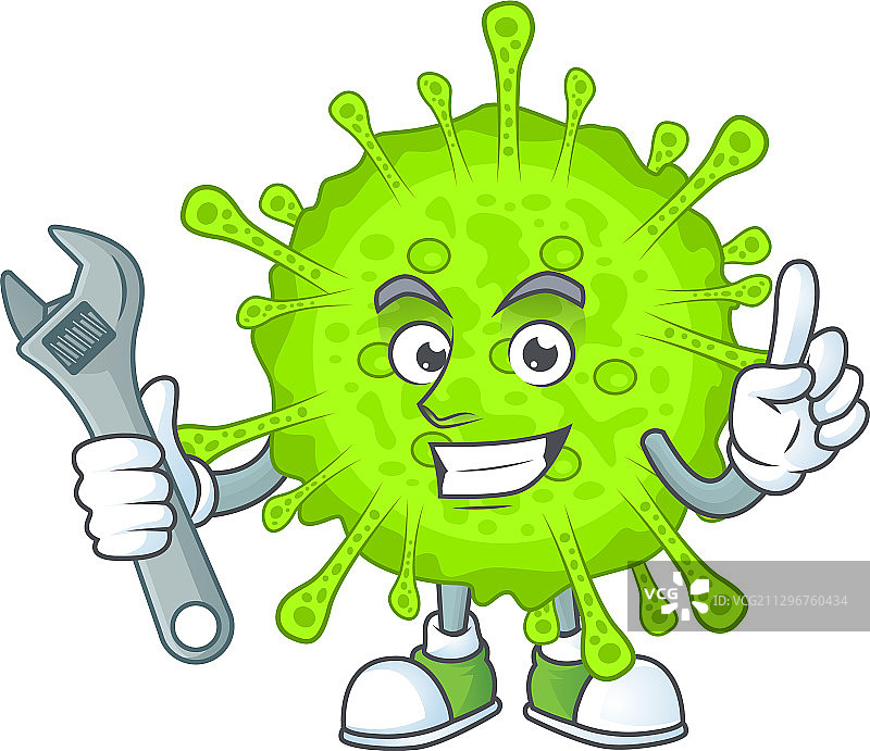 卡通吉祥物设计冠状病毒机械师图片素材