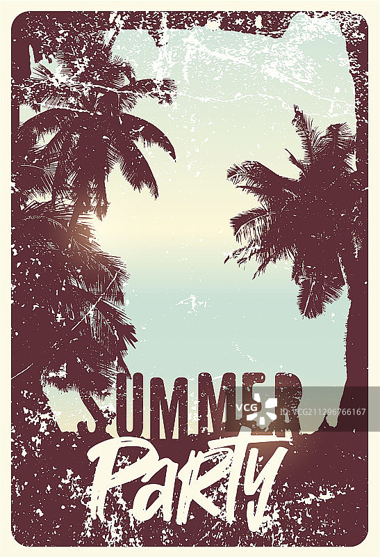 夏日热带派对排版复古海报图片素材