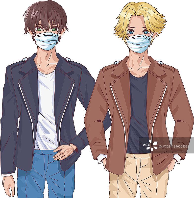 戴口罩的动漫男孩图片素材