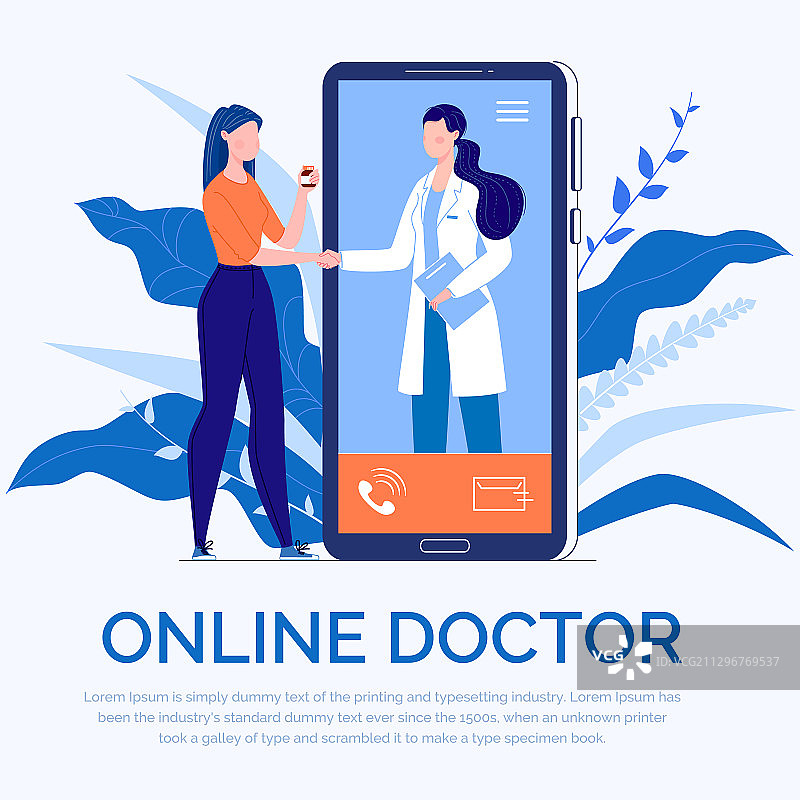 通过手机与医生进行视频通话图片素材