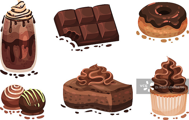 含甜甜圈和巧克力棒的巧克力甜点图片素材