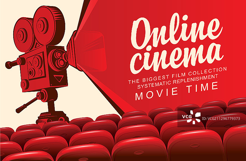 在线影院banner（含老式电影放映机）图片素材