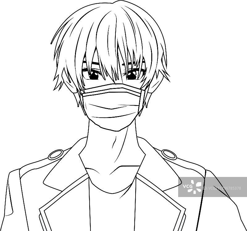 戴动漫面具的年轻人图片素材