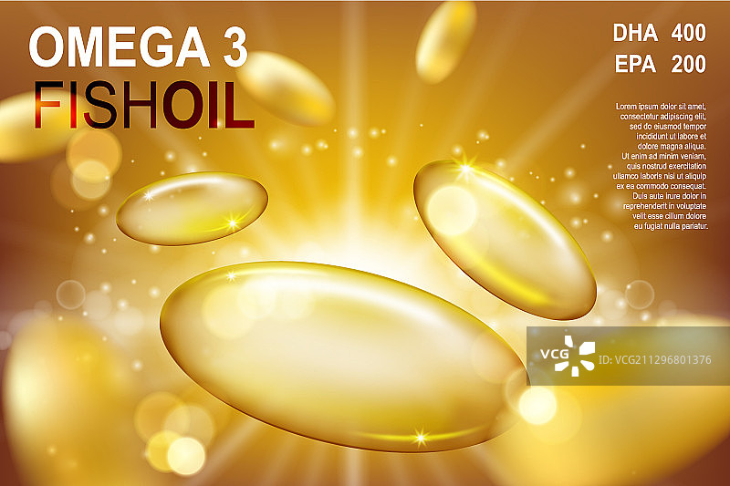 逼真鱼油胶囊广告模板图片素材