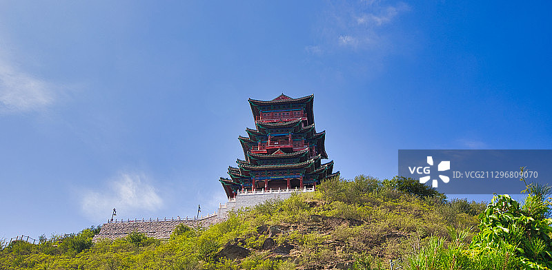 2020蓝天白云下北京定都阁风光图片素材