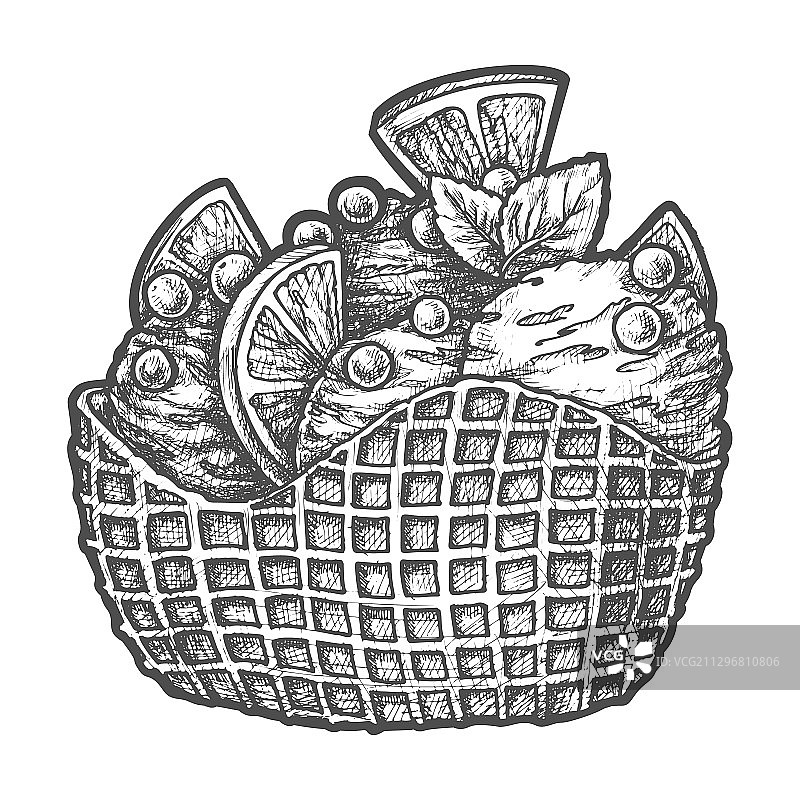 威化饼冰淇淋甜点素描图片素材