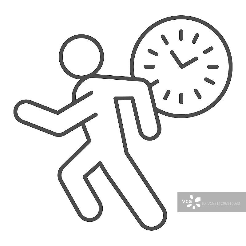 上班或会议迟到细线图标时钟图片素材