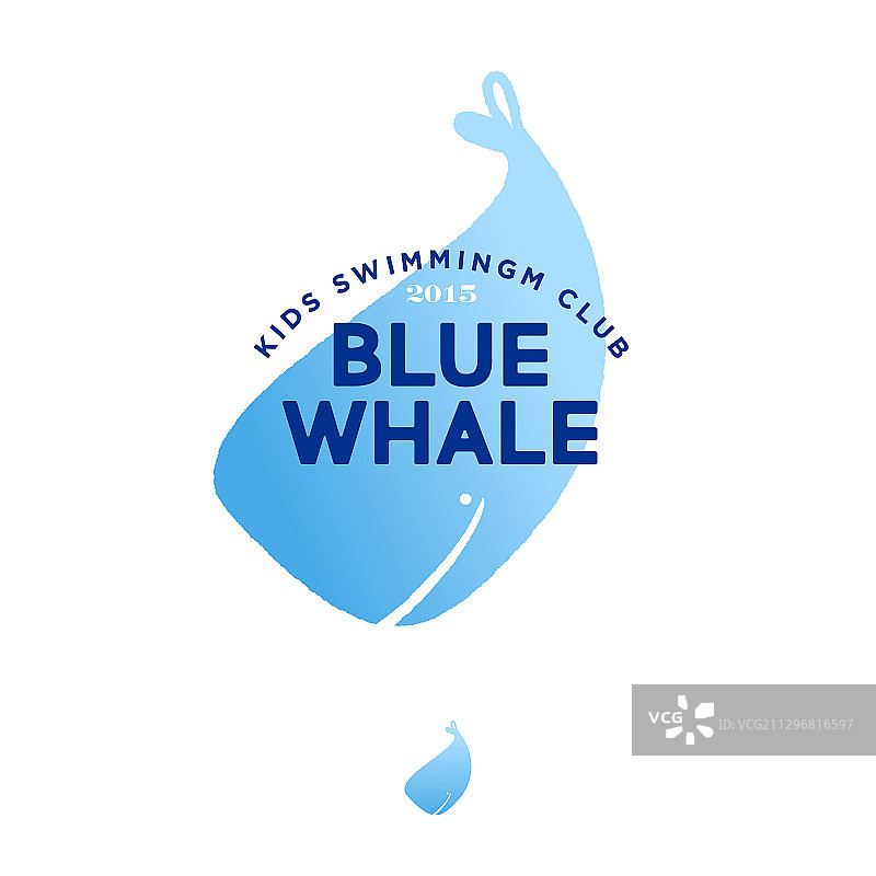 蓝鲸标志儿童游泳俱乐部图片素材