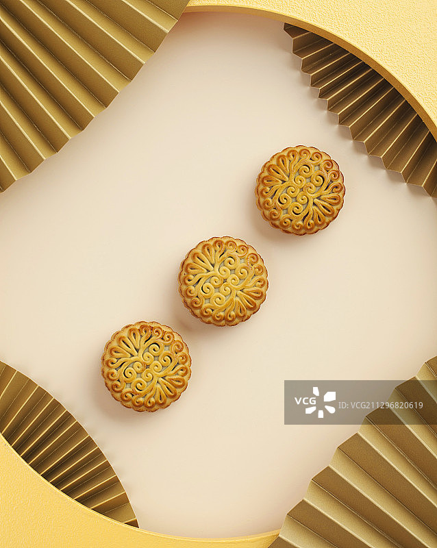 黄色圆形窗格下的中秋节月饼图片素材
