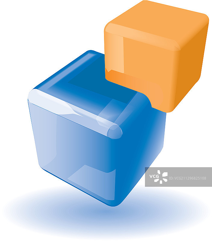 3D抽象正方形立方体堆叠盒子标志图片素材