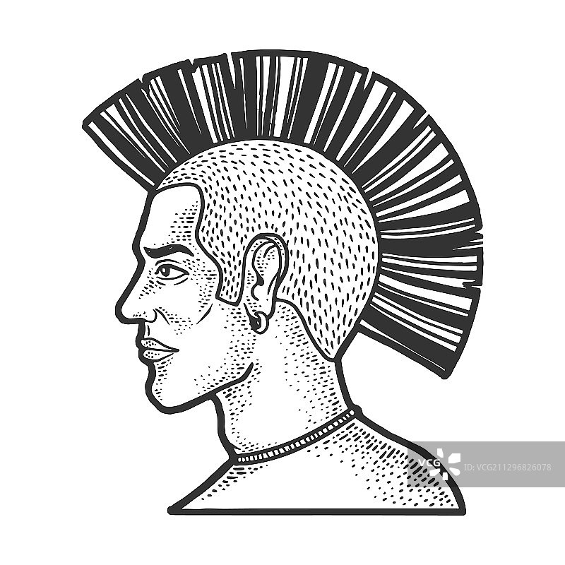 莫霍克发型男子素描图片素材