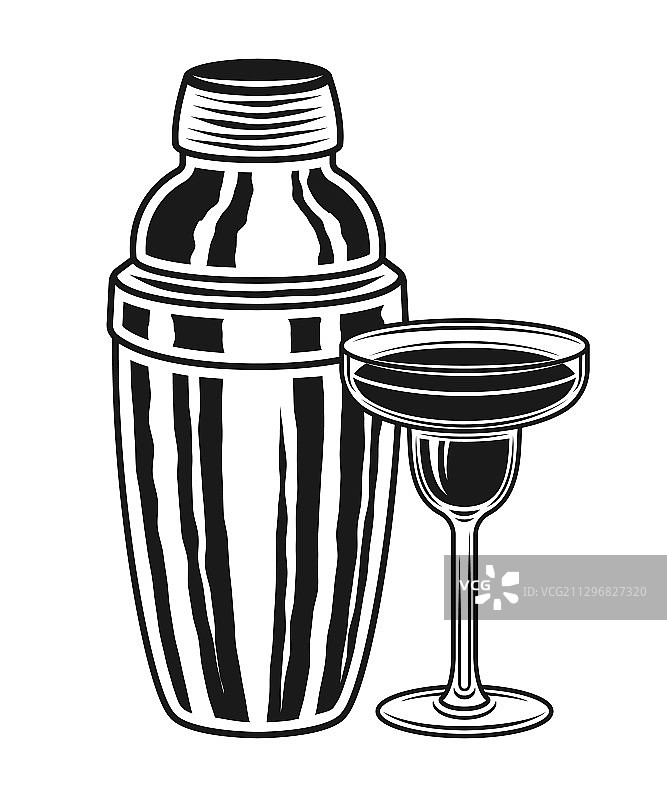 鸡尾酒调酒器和玛格丽特酒杯图片素材