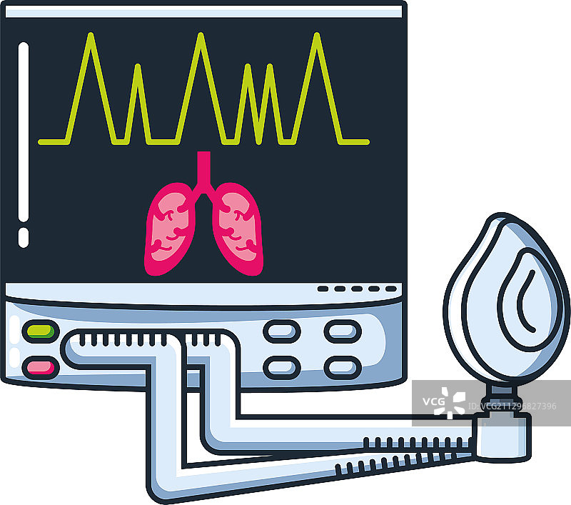 白色背景上的呼吸医疗设备图片素材