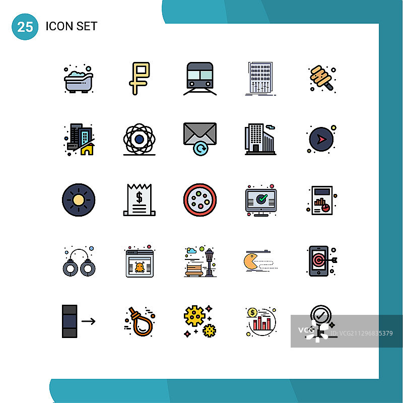 25主题填充线平面颜色和可编辑图片素材