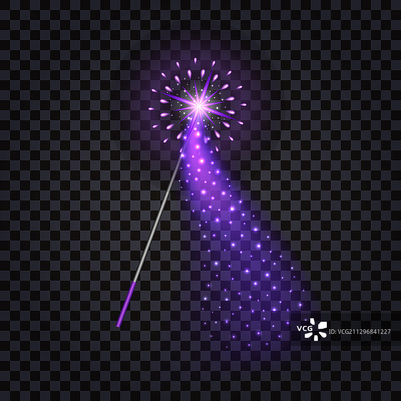 带发光效果星星和闪光的魔法棒图片素材
