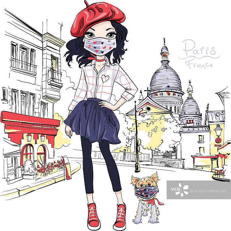 巴黎的时尚女孩图片素材