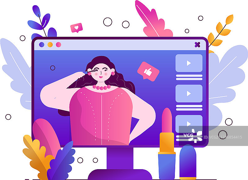 年轻漂亮的博主女孩化妆图片素材