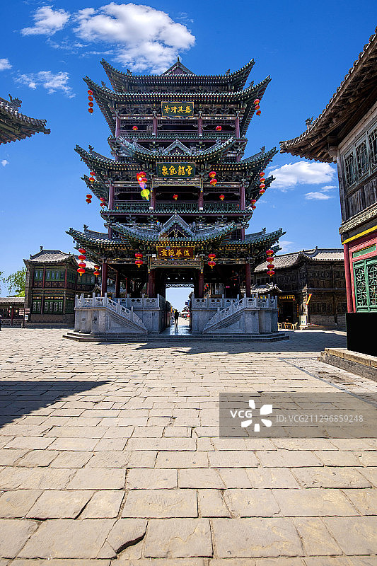 山西省晋中市榆次老城老街（明清街）“天下第一楼”图片素材