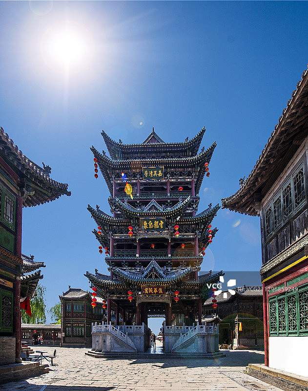 山西省晋中市榆次老城老街（明清街）“天下第一楼”图片素材