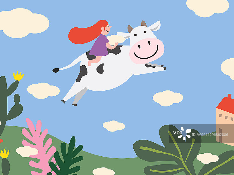 手绘儿童牛奶童真趣味插画图片素材