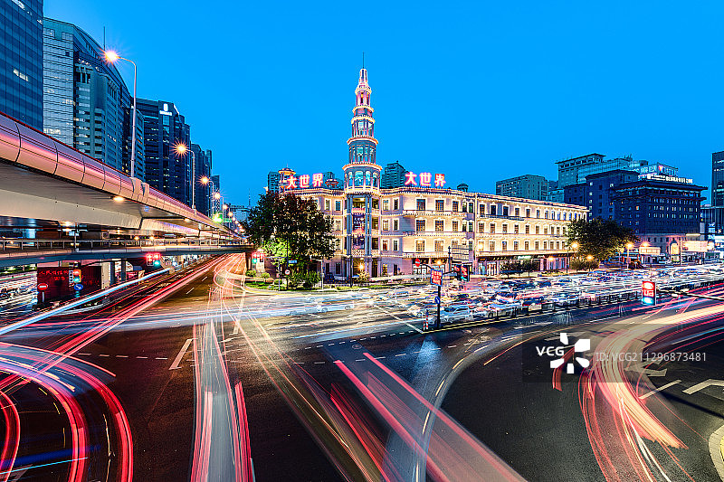 上海知名地标建筑旅游景点大世界图片素材