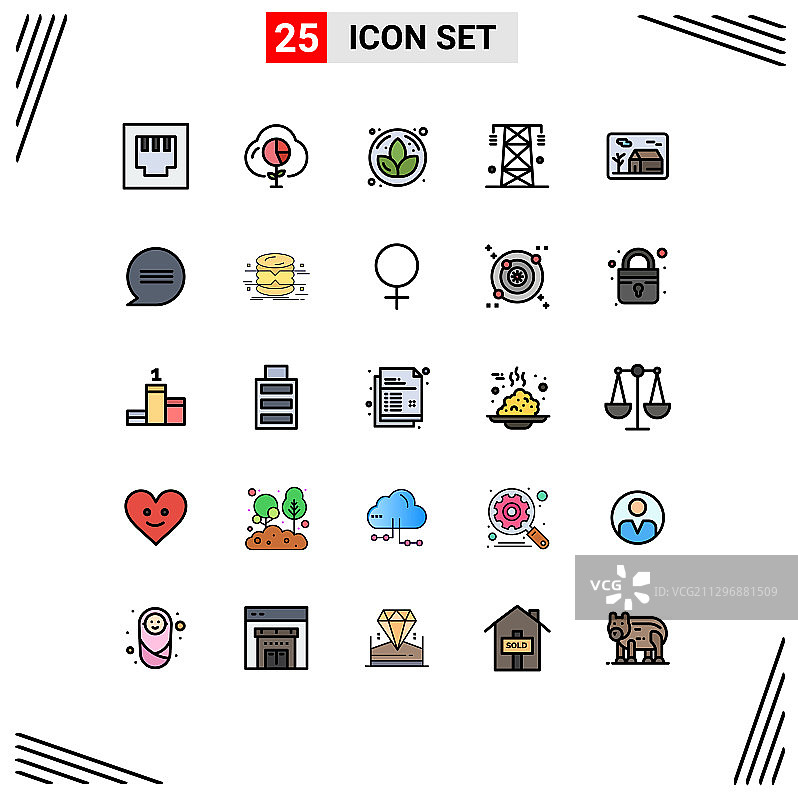 可编辑线包25简单填充线平图片素材